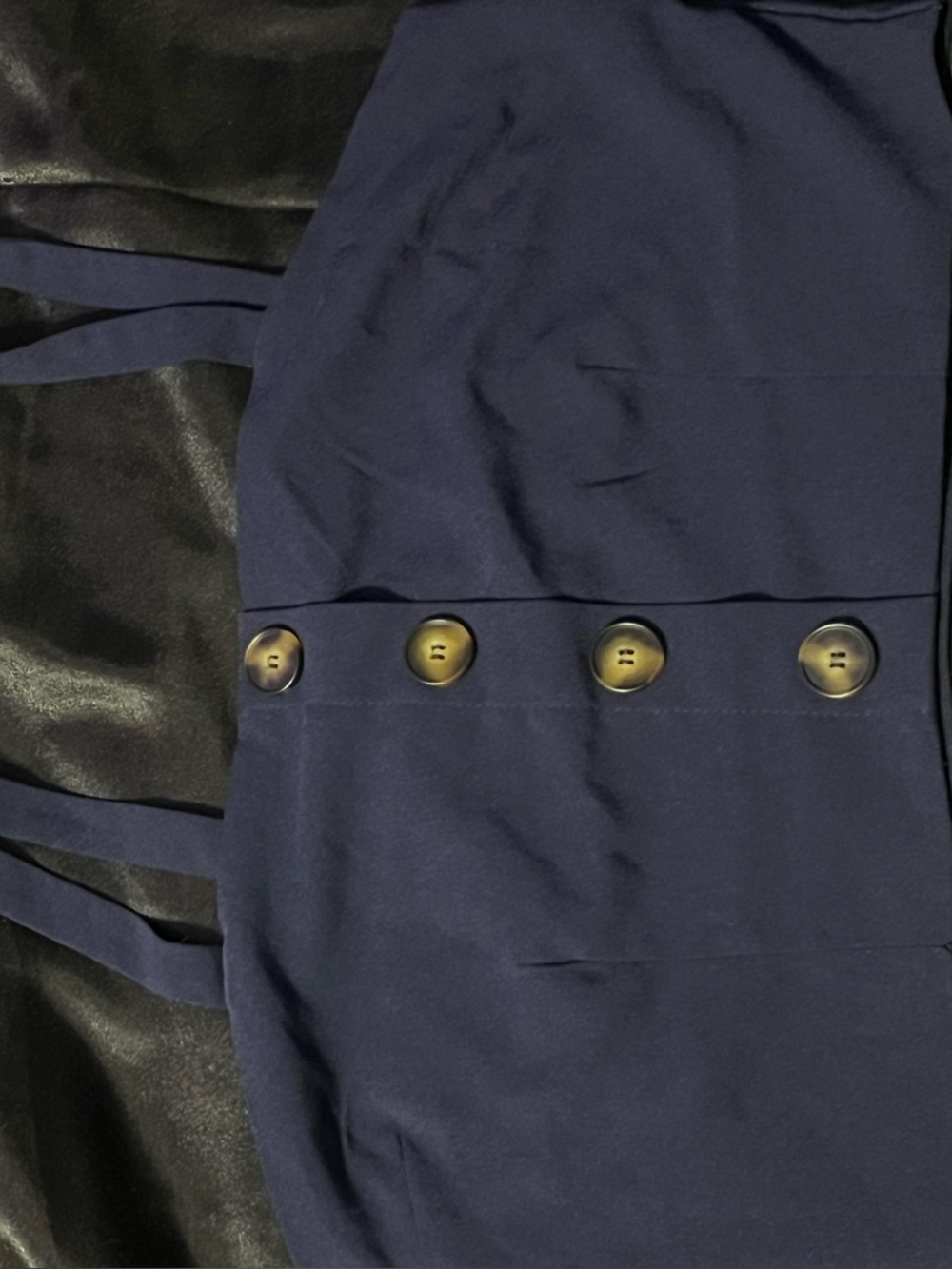 love J Navy Blue Button-Front Crop Top